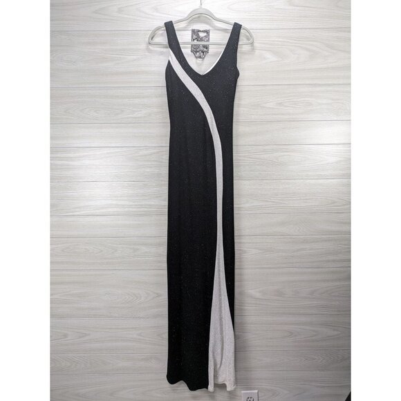 Vintage Black White Sparkle Cocktail Prom Dress - Picture 1 of 7